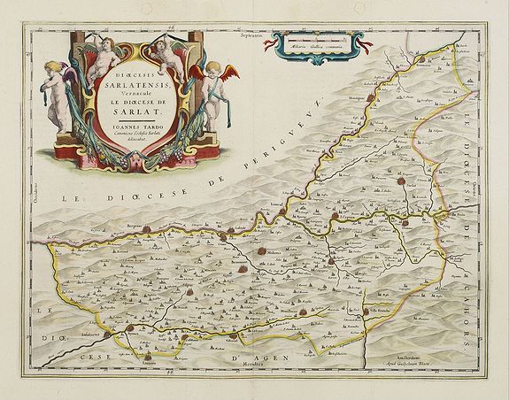 BLAEU, W., Dioecesis Sarlatensis, Vernacule.. Sarlat., antique map, old maps