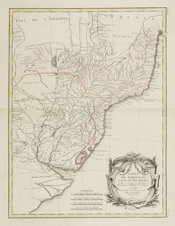 LATTRÉ / BONNE,R., Carte du Paraguay et partie des Pays adjacants.., antique map, old maps