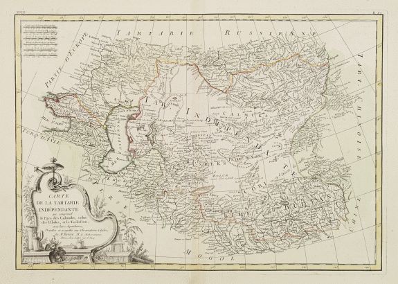 LATTRÉ / BONNE, R., Carte de la Tartarie Indépendante qui comprend le Pays des Calmuks, celui des Usbeks, et le Turkestan.., antique map, old maps