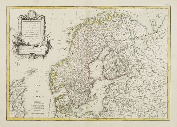 LATTRÉ / JANVIER,Sr., Les Couronnes du Nord comprenant les Royaumes de Suede Danemarck et Norwege.., antique map, old maps