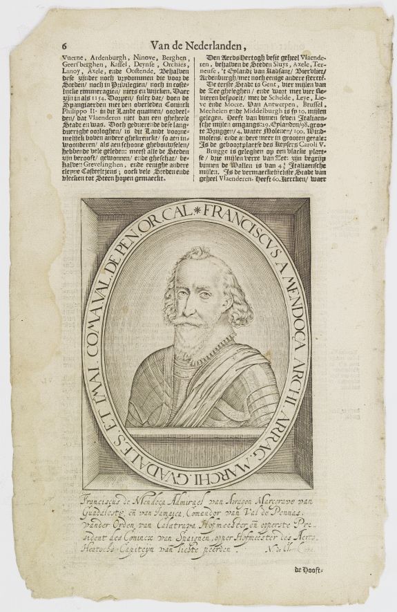 DE CLERCK, N., Franciscus A Mendoça Archi. Arrag. Marchi. Guadales.., antique map, old maps