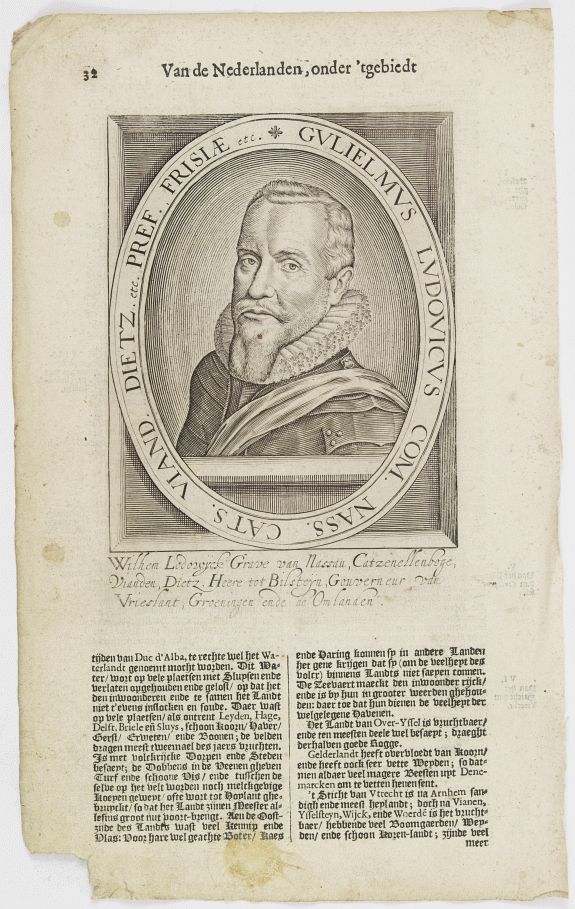 DE CLERCK, N., Gulielmus Ludovicus Com. Nass. Cats. Viand. Dietz. etc. Pref. Frisiae etc., antique map, old maps
