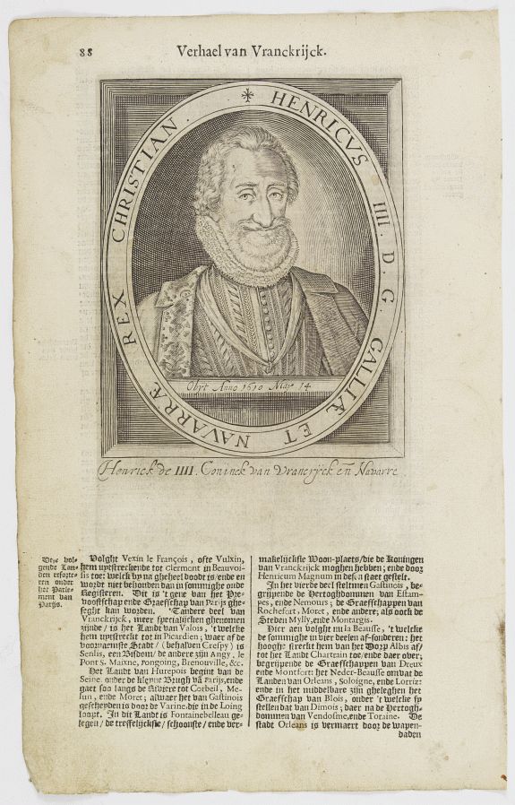 DE CLERCK, N., Henricus IIII. D. G. Galliae Et Navarrae Rex Christian., antique map, old maps