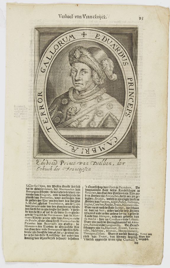 DE CLERCK, N., Eduardus Princeps Cambriae, Terror Gallorum., antique map, old maps