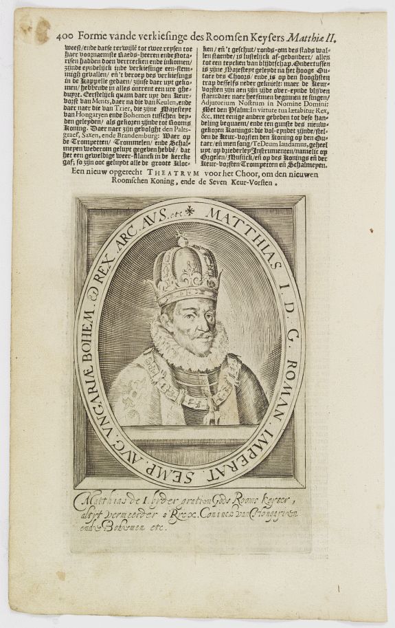 DE CLERCK, N., Matthias I. D. G. Roman. Imperat. Semp. Aug. Ungariae Bohem. & Rex. Arc. Aus. etc., antique map, old maps