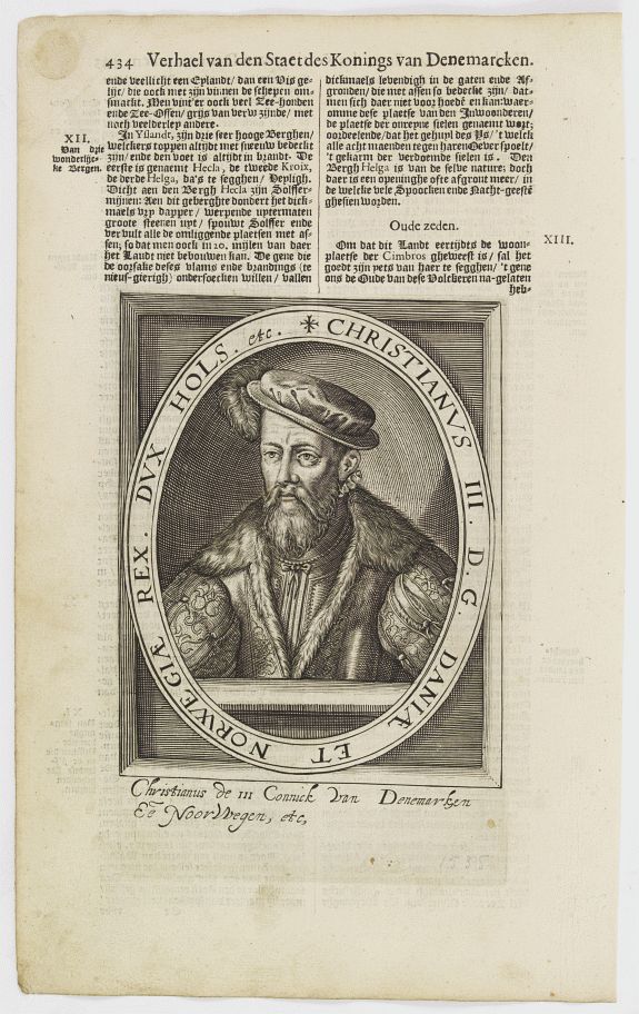 DE CLERCK, N., Christianus III. D. G. Daniae Et Norwegiae Rex. Dux Hols. etc., antique map, old maps
