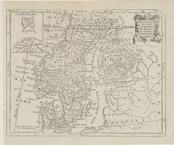 DELAPORTE, L'Abbé., Les Couronnes du Nord, Comprenant les Royaumes de Suède, Norwege et Danemarck., antique map, old maps