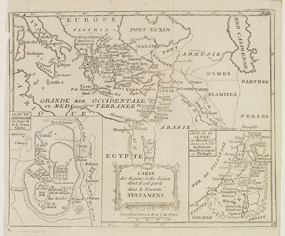 DELAPORTE, L'Abbé., Carte des Régions et des Lieux dont il est parlé dans le Nouveau Testament., antique map, old maps