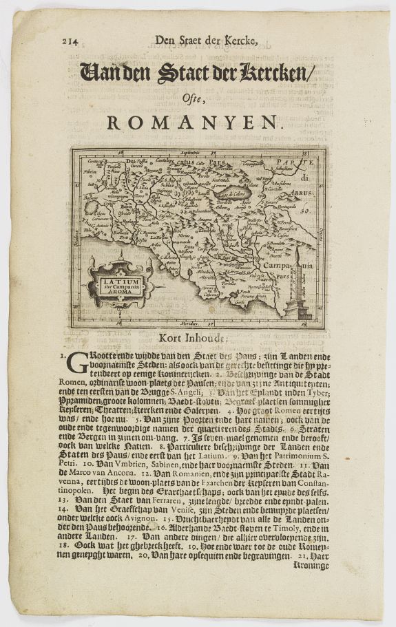 DE CLERCK, N., Latium sive Campania di Roma., antique map, old maps