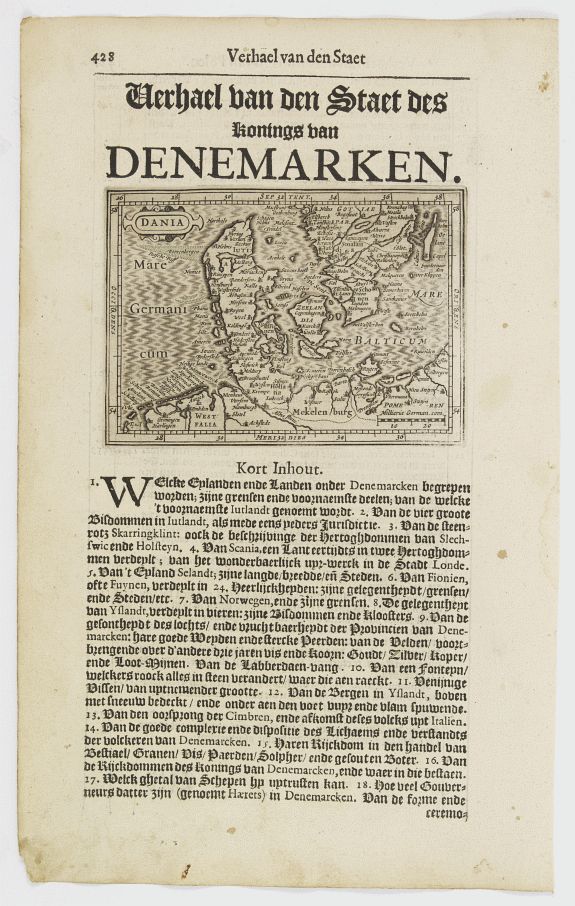 DE CLERCK, N., Dania., antique map, old maps