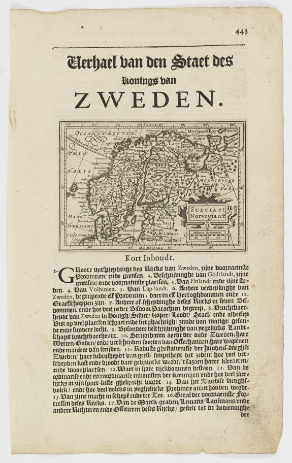 DE CLERCK, N., Suecia et Norvegia ect., antique map, old maps
