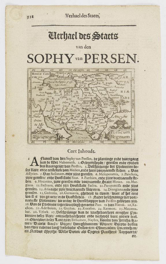 DE CLERCK, N., Persicum Regnum., antique map, old maps