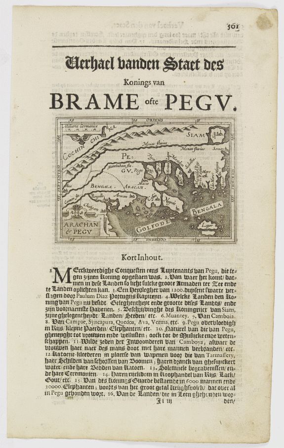 DE CLERCK, N., Arachan & Pegu., antique map, old maps