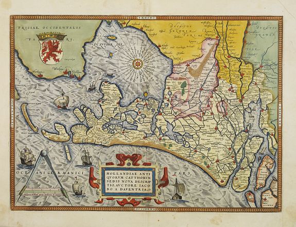 ORTELIUS, A., Hollandiae Antiquorum Catthorum. . ., antique map, old maps