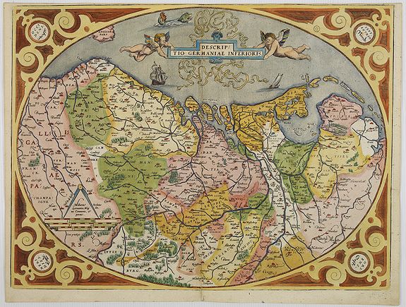 ORTELIUS, A., Descriptio Germaniae Inferioris., antique map, old maps
