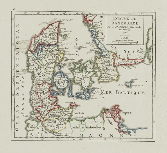 VAUGONDY,R. de, Royaume de Danemark., antique map, old maps