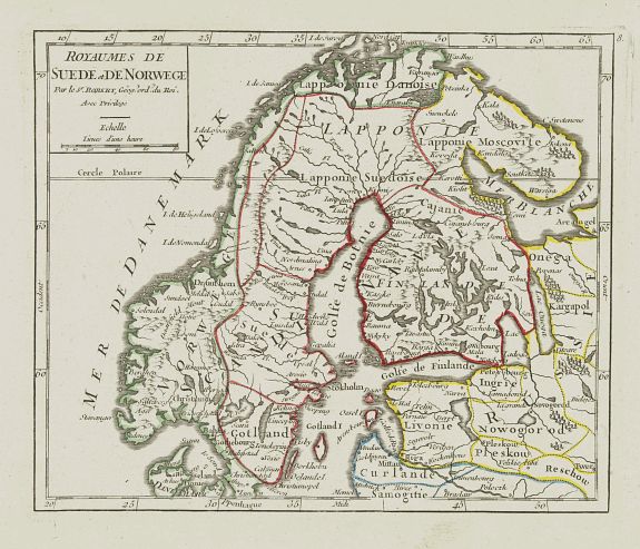 VAUGONDY, R. de, Royaumes de Suede et de Norwege.., antique map, old maps