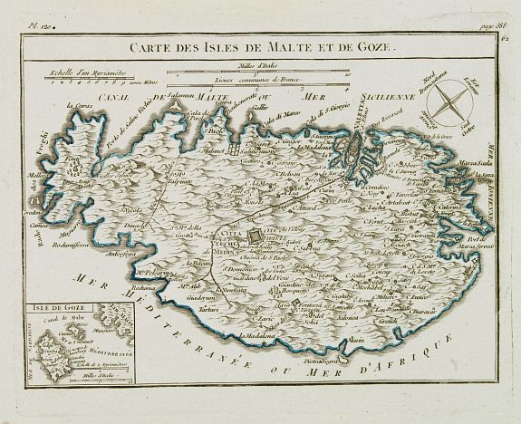 VAUGONDY, R. de, Carte des Isles de Malte et de Goze., antique map, old maps