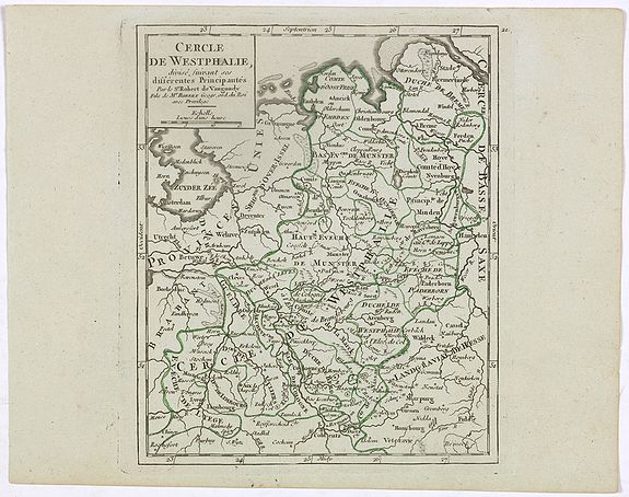 VAUGONDY, R. de, Cercle de Westphalie, divisé suivant ses différentes Principautés., antique map, old maps