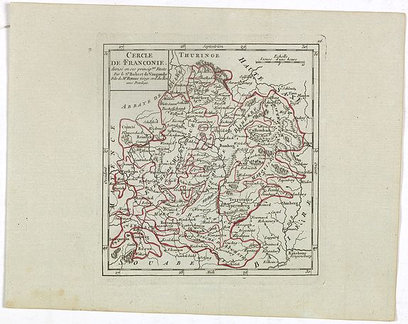 VAUGONDY, R. de, Cercle de Franconie divisé en ses princip.ux Etats., antique map, old maps