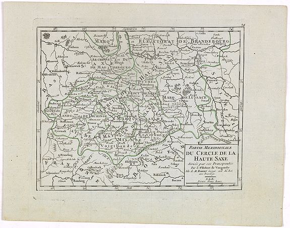 VAUGONDY, R. de, Partie Meridionale du Cercle de la Haute Saxe.., antique map, old maps