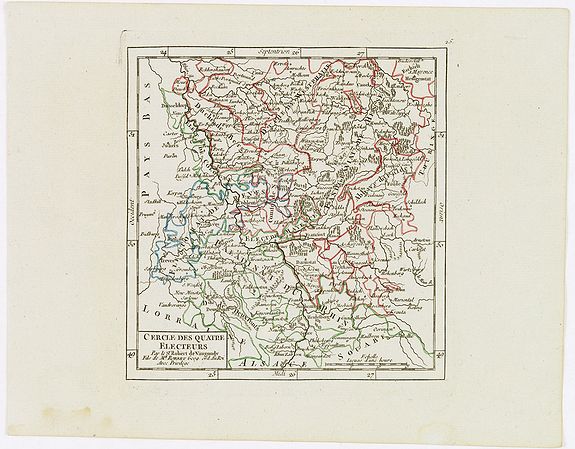VAUGONDY, R. de, Cercle des quatre Electeurs., antique map, old maps