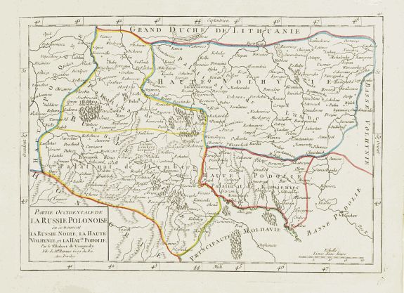 VAUGONDY, R. de, Partie Occidentale de la Russie Polonoise.. Haute Podolie., antique map, old maps