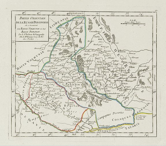 VAUGONDY, R. de, Partie orientale de la Russie Polonaise, où se trouvent la Basse Volhynie et la Basse Podolie., antique map, old maps