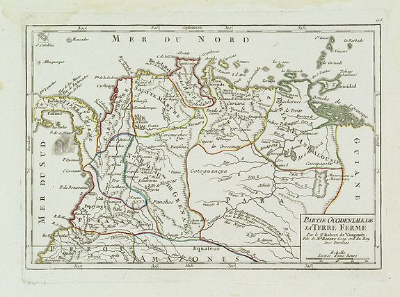VAUGONDY, R. de, Partie Occidentale de la Terre Ferme., antique map, old maps
