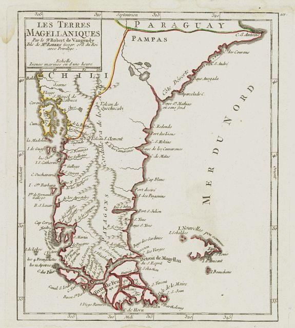 VAUGONDY, R. de, Les Terres Magéllaniques., antique map, old maps