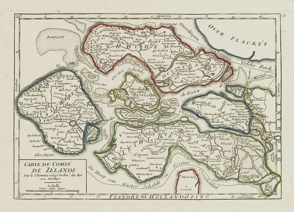 VAUGONDY,R. de, Carte du Comté de Zélande., antique map, old maps