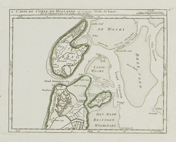 VAUGONDY,R. de, I. Carte du Comté de Hollande où se trouve l'Isle de Texel., antique map, old maps