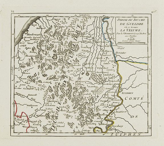 VAUGONDY, R. de, VI. Partie du Duche de Gueldre où se trouve la Veluwe., antique map, old maps