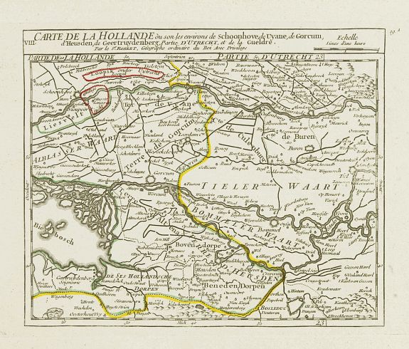 VAUGONDY,R. de, VIII. Carte de la Hollande ou sont les environs de Schoonhove.., antique map, old maps
