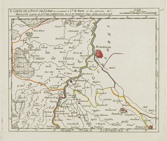 VAUGONDY,R. de, II. Carte de l'Etat de Lyege.. et partie du D.ché de Limbourg., antique map, old maps