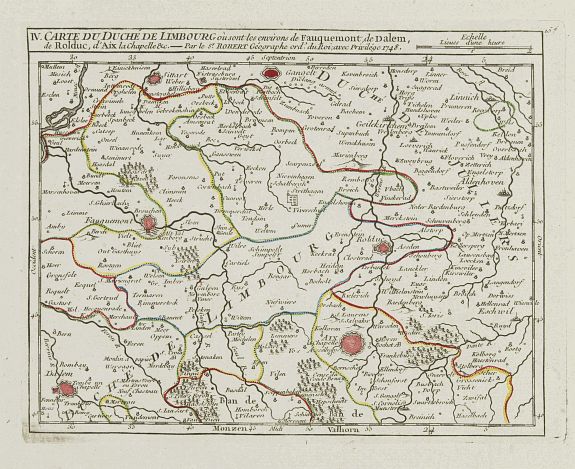 VAUGONDY, R. de, IV. Carte du Duché de Limbourg.. Aix la Chapelle &c., antique map, old maps
