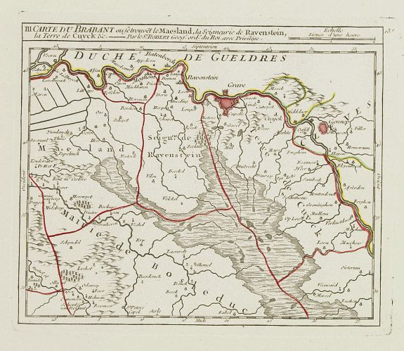 VAUGONDY,R. de, III. Carte du Brabant ou se trouvet le Maesland, la Seigneurie de Ravenstein, la Terre de Cuyck &c., antique map, old maps