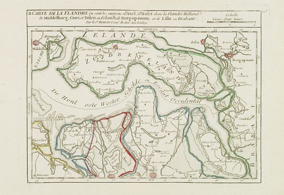 VAUGONDY,R. de, II. Carte de la Flandre oů sont les environs d'Axel, d'Hulst.., antique map, old maps