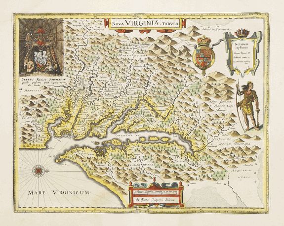 BLAEU, W., Nova Virginiae Tabula., antique map, old maps