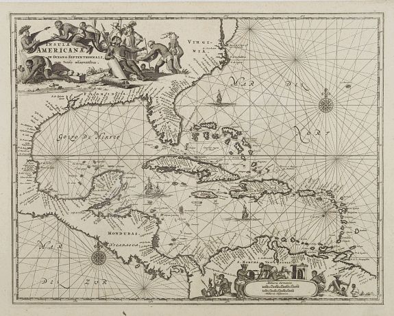 MONTANUS,A., Insulae Americanae in Oceano Septentrionali.., antique map, old maps