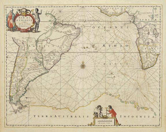 JANSSONIUS,J., Mar di Aethiopia., antique map, old maps