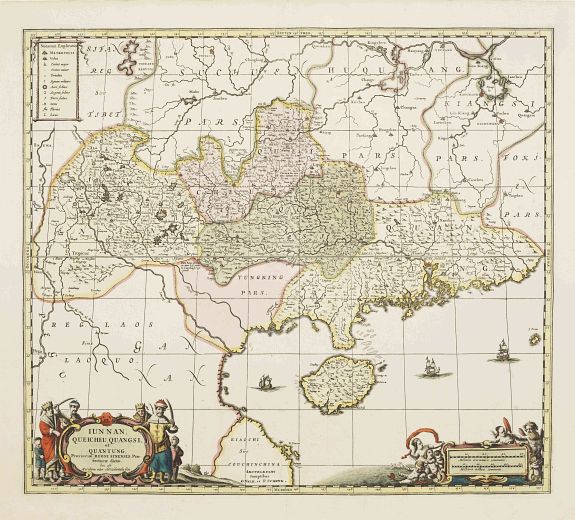 VALK,G./ SCHENK,P., Iunnan, Queicheu, Quangsi, et Quantung.., antique map, old maps