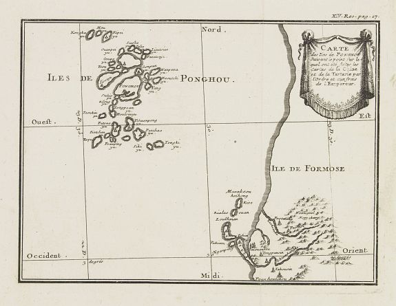 Father DE MAILLA, S.J., Carte des Isles de PONGHOU suivant le point sur lequel on ete faites les Cartes de la China et de l Tartarie par l'Ordre et aux frais de L'Empereur., antique map, old maps