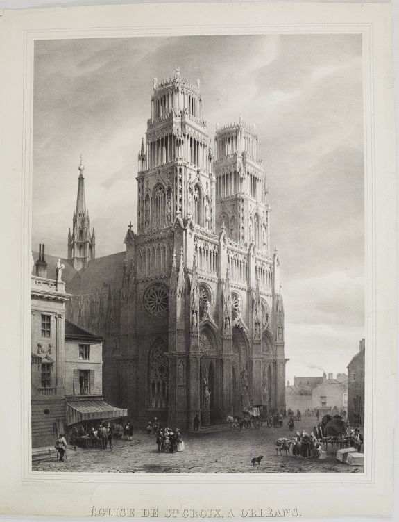 SIMONAU,G., Eglise de S.te Croix, a Orléans ., antique map, old maps