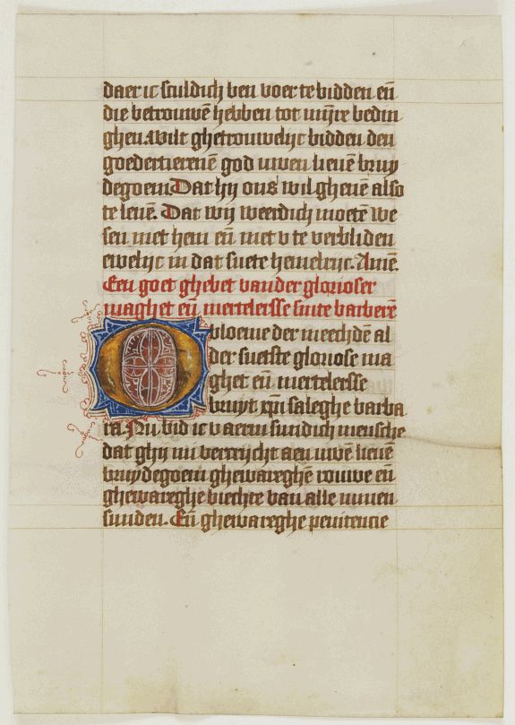BOOK OF HOURS, Leaf on vellum, from a manuscript book of hours., antique map, old maps