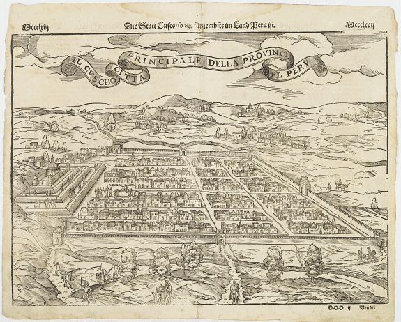 MÜNSTER,S., Il Cuscho citta principale della provincia del Peru., antique map, old maps