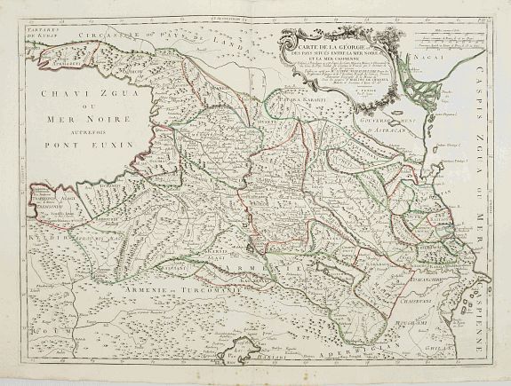 SANTINI,P. /REMONDINI,M., Carte de la Géorgie et des pays situés entre la Mer Noire et la Mer Caspienne.., antique map, old maps