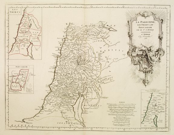 SANTINI, P. / REMONDINI, M., La Palestine, les Tribus, et Jerusalem par le Sr. d'Anville., antique map, old maps