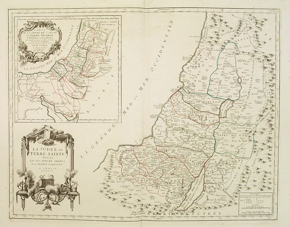 SANTINI, P. / REMONDINI, M., La Judée ou Terre Sainte divisée en ses douze Tribus.., antique map, old maps