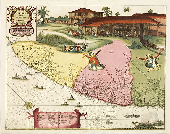 BLAEU, J., Praefecturae Paranambucae pars Borealis, una cum praefectura de Itamaraca., antique map, old maps